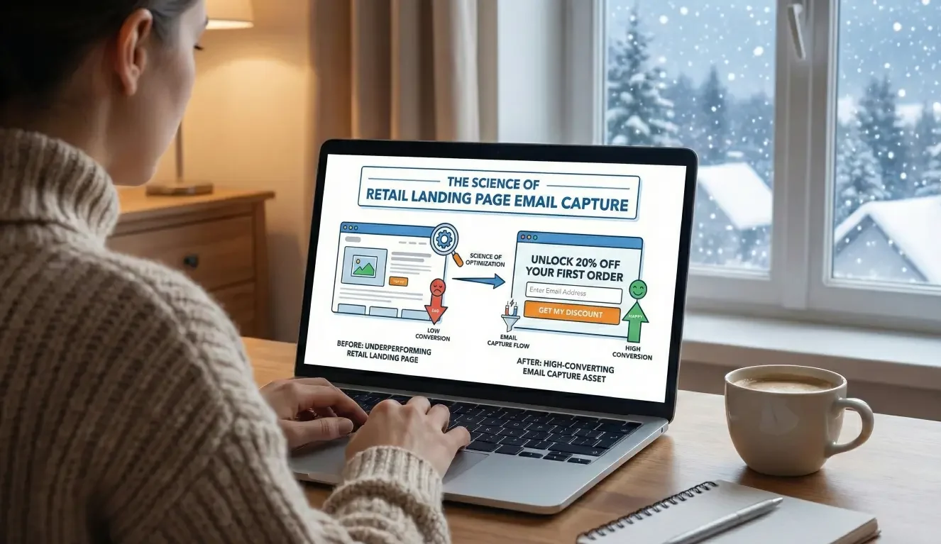 The science of Retail landing page email capture, turn underperforming retail landing pages into high-converting email capture assets.
